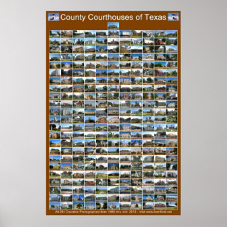 Texas Landkreis Courthouses Poster (braun vertikal