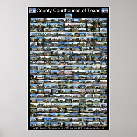Texas Landkreis Courthouses Poster (schwarz, verti (Vorne)