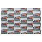 Texas-Landschaftsscheune mit Bluebonnets 4,5" Stoff (Fat Quarter (45,7 x 55,9 cm))