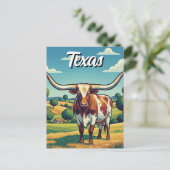 Texas-Langhorn Postkarte (Stehend Vorderseite)