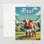 Texas-Langhorn Postkarte (Vorne/Hinten)