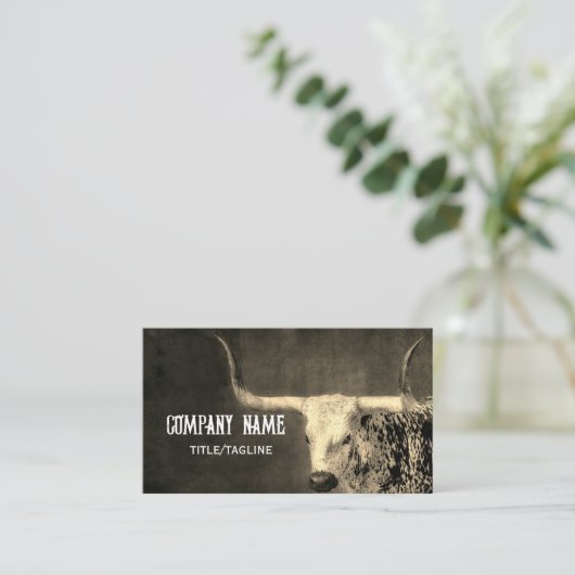 Texas langhorn rustikale Landsepia Brauch Visitenkarte (Stehend Vorderseite)