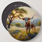 Texas-Langhornkuh Button (Vorne & Hinten)