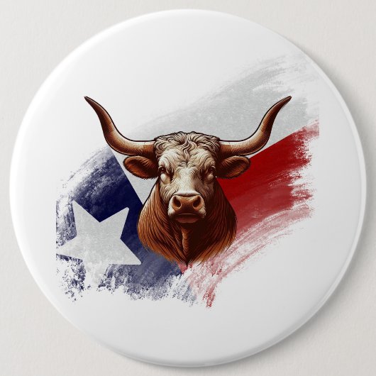 Texas-Langhornkuh Button (Vorderseite)