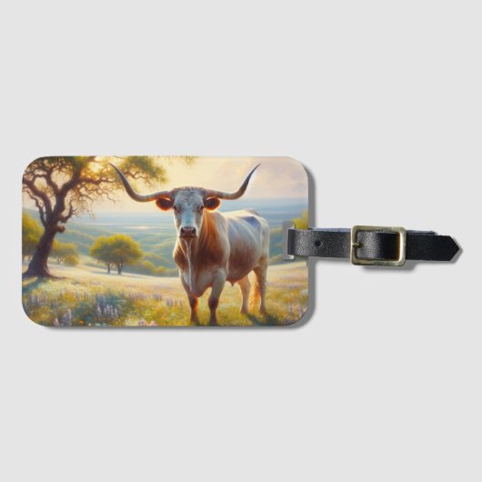 Texas-Langhornkuh Gepäckanhänger (Vorderseite (Horizontal))