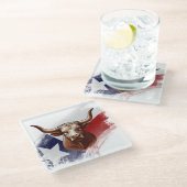 Texas-Langhornkuh Glasuntersetzer (Schrägansicht)