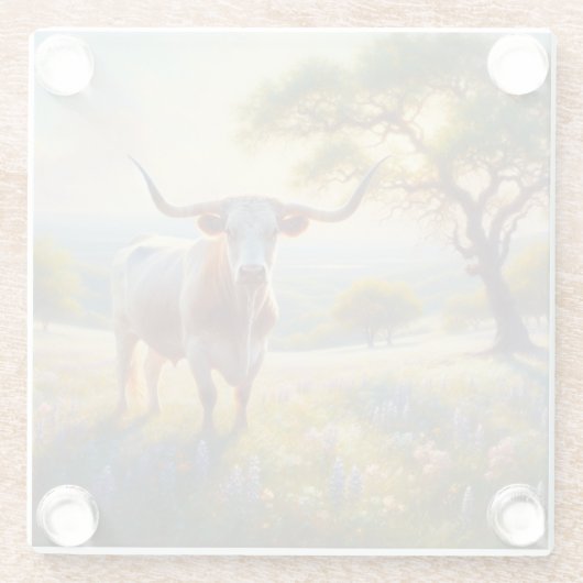 Texas-Langhornkuh Glasuntersetzer (Rückseite)