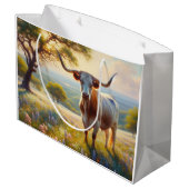 Texas-Langhornkuh Große Geschenktüte (Rückseite Schrägansicht)