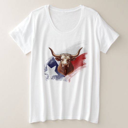 Texas-Langhornkuh Große Größe T-Shirt (Design vorne)