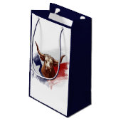 Texas-Langhornkuh Kleine Geschenktüte (Rückseite Schrägansicht)