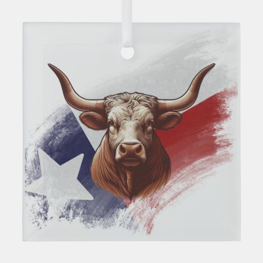 Texas-Langhornkuh Ornament Aus Glas (Vorderseite)