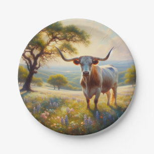 Texas-Langhornkuh Pappteller
