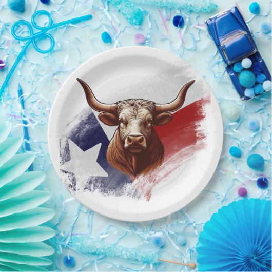 Texas-Langhornkuh Pappteller (Party)