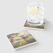 Texas-Langhornkuh Steinuntersetzer (Seitenansicht)