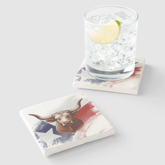 Texas-Langhornkuh Steinuntersetzer (Seitenansicht)