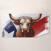 Texas-Langhornkuh und Flagge Badehandtuch (Badehandtuch)