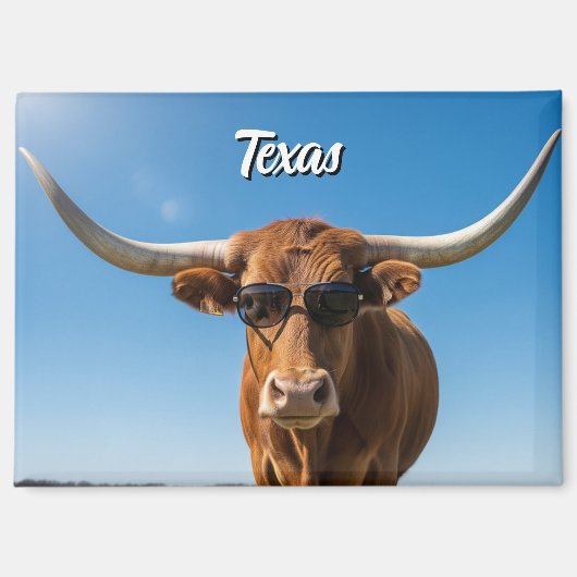 Texas Langkorn in Sonnenbrille Magnet (Vorderseite)