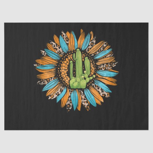 Texas Leopard Serape Cowhide Türkis Sonnenblume Seidenpapier (Vorderseite)