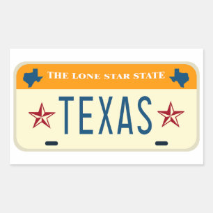 Texas License Plate, The Lone Star Staat Rechteckiger Aufkleber