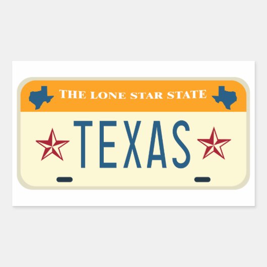Texas License Plate, The Lone Star Staat Rechteckiger Aufkleber (Vorderseite)
