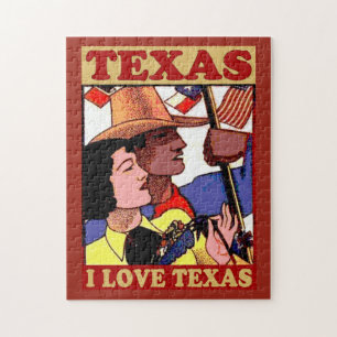 Texas-Liebe und Flaggen Puzzle