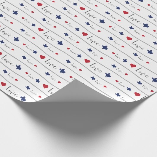 Texas-Liebe und Herz-Muster Geschenkpapier (Ecke)