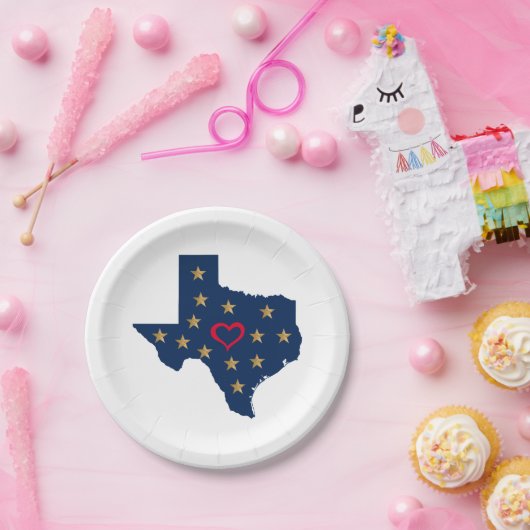 Texas Liebe und Sterne im einsamen Star Stat Pappteller (Party)
