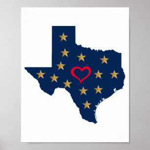 Texas Liebe und Sterne im einsamen Star Stat Poster