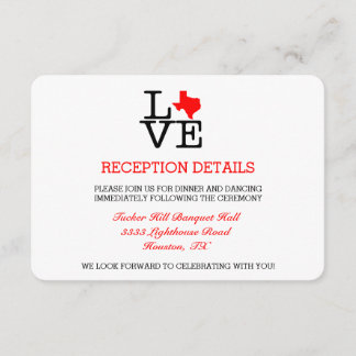 Texas Liebe Wedding Reception Card Begleitkarte