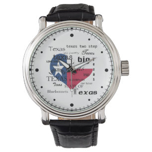 Texas Liebe-Wort Wolke+Herz-geformte Flagge Armbanduhr