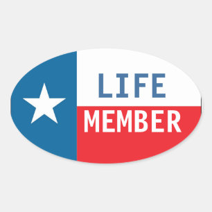 Texas Life Member Round Autoaufkleber Ovaler Aufkleber