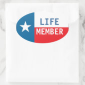 Texas Life Member Round Autoaufkleber Ovaler Aufkleber (Tasche)