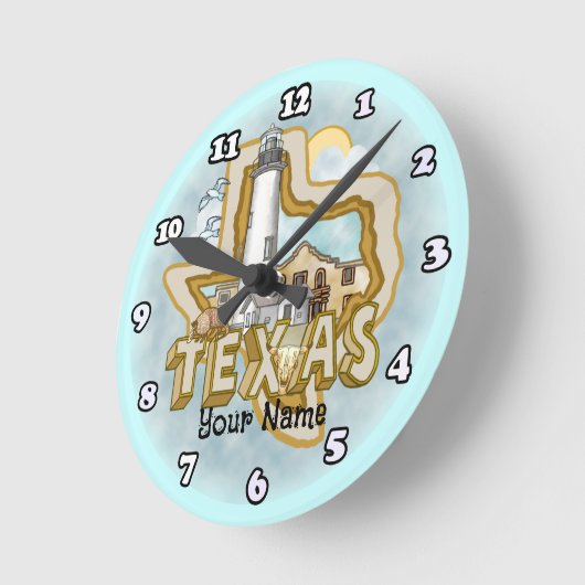 Texas Lighthouse Runde Wanduhr (Winkel)