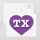 Texas Lila Heart - I Liebe TX Postkarte (Vorne/Hinten)