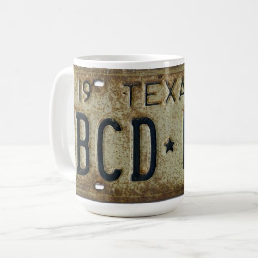 Texas-Lizenz-Platten-Tasse 1973 Kaffeetasse (Vorderseite Links)