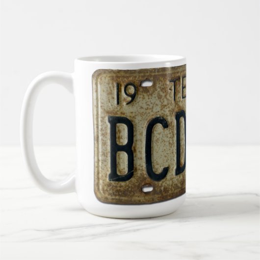 Texas-Lizenz-Platten-Tasse 1973 Kaffeetasse (Links)