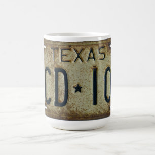 Texas-Lizenz-Platten-Tasse 1973 Kaffeetasse