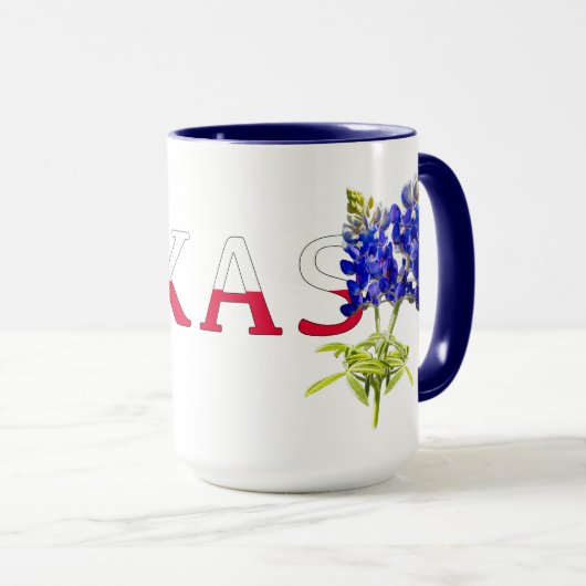 Texas-Logo mit Bluebonnets Tasse (VorderseiteRechts)