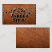 Texas Lone Star auf Brown Leather auf einem Visitenkarte (Vorne/Hinten)