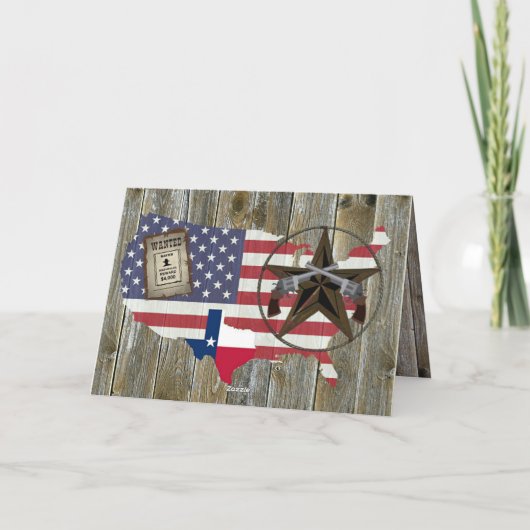 Texas Lone Star Dueling Pistolen am meisten Gewoll Dankeskarte (Rückseite)