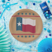Texas Lone Star Flag Red White Blue Tan Pappteller (Party)