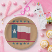 Texas Lone Star Flag Red White Blue Tan Pappteller (Party)