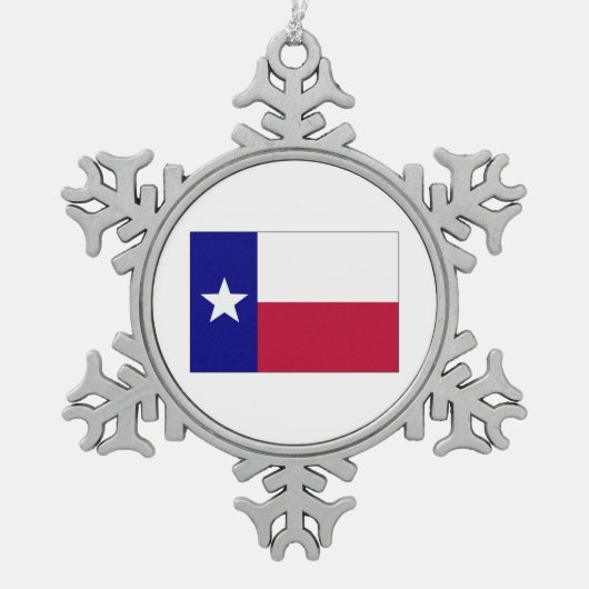 Texas Lone Star Flag Schneeflocken Zinn-Ornament (Vorderseite)
