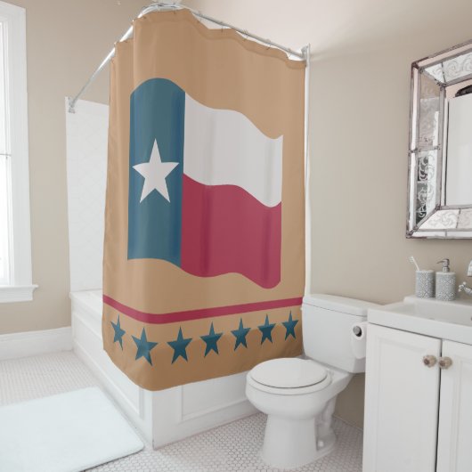 Texas Lone Star Flag Tan Red White Blue Duschvorhang (Beispiel)