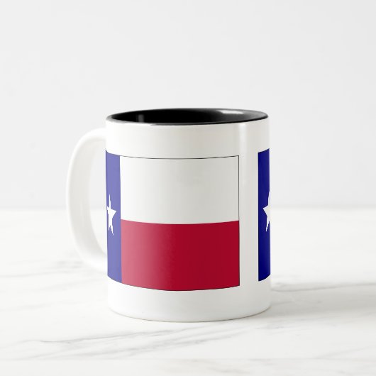 Texas Lone Star Flag Zweifarbige Tasse (Vorderseite Links)