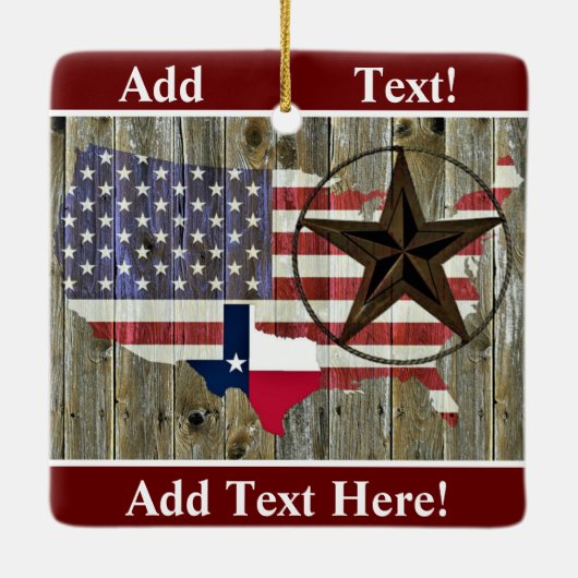 Texas Lone Star Flaggen Karte Keramik Ornament (Rückseite)