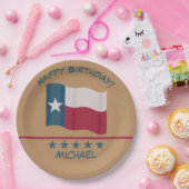 Texas Lone Star Flaggen Tan Name Personalize Birth Pappteller (Party)