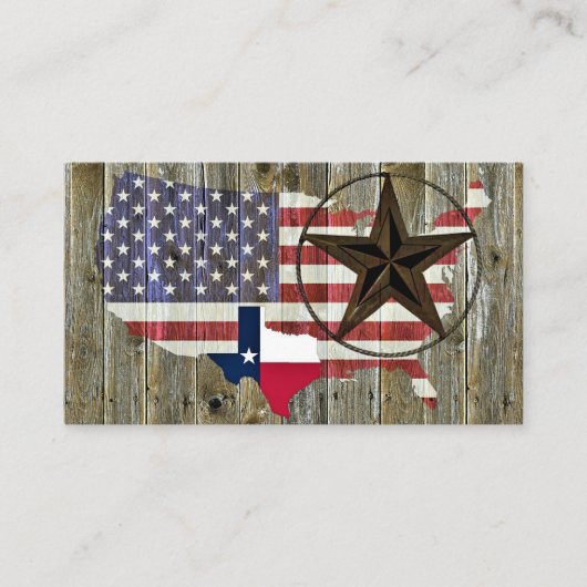 Texas Lone Star Flaggenkarte Visitenkarte (Vorderseite)