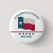 Texas Lone Star Flaggenname Glückwunsch Abzeichen Button (Vorderseite)