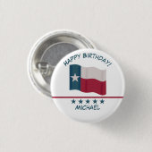 Texas Lone Star Flaggenname Personalisieren Geburt Button (Vorne & Hinten)